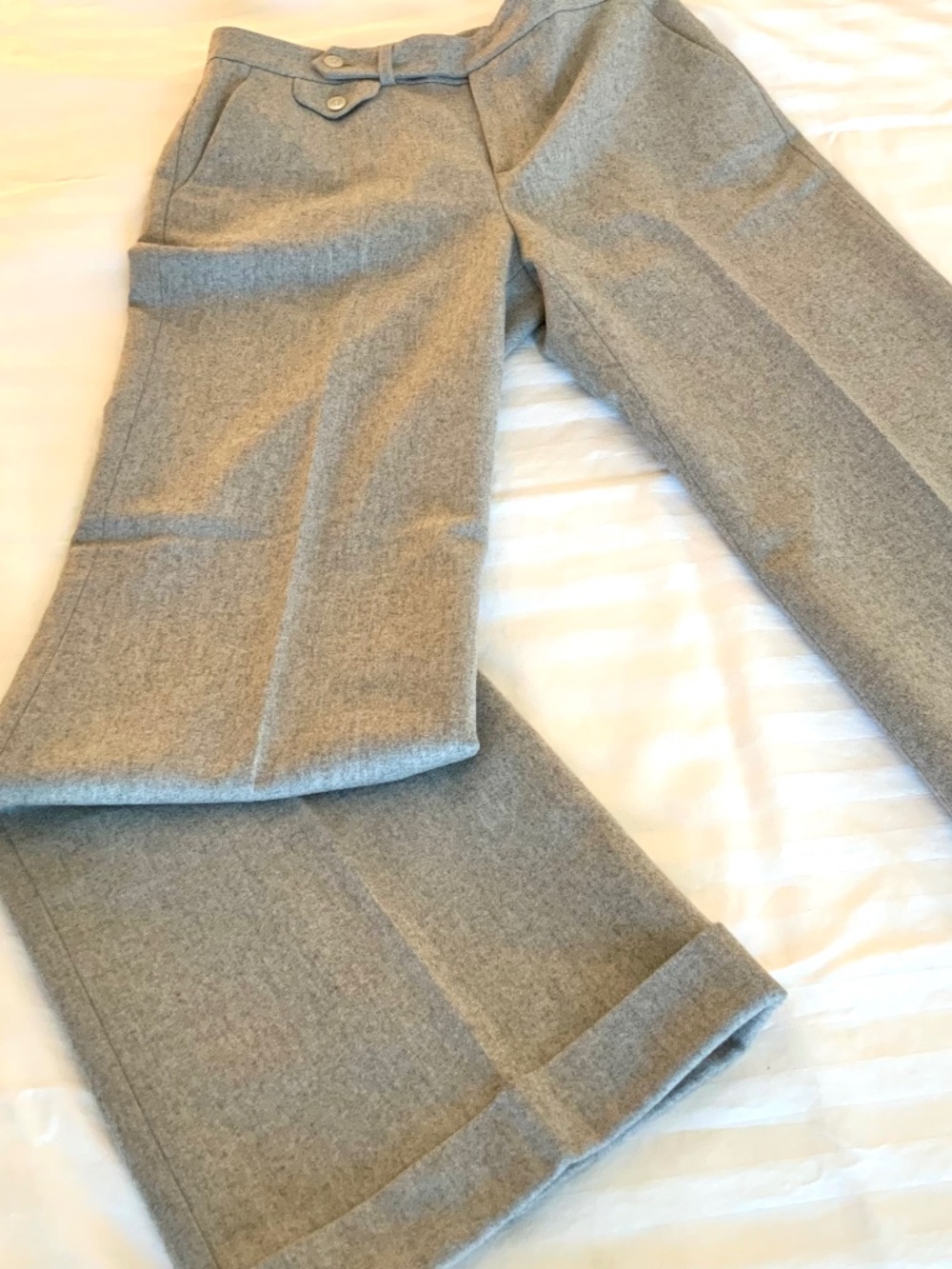 LIKE NEW! Ralph Lauren 100% Wool Trousers Wide Leg Size 6 Tan Cuffed